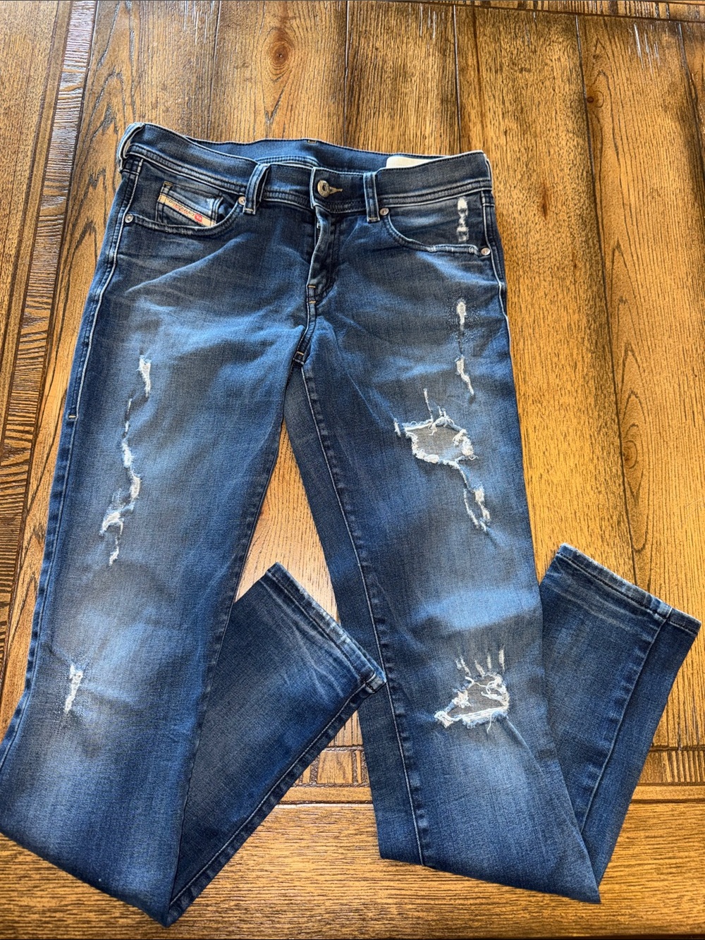 Diesel Francy Women's Distressed Blue Relaxed Skinny Low Waist Jeans